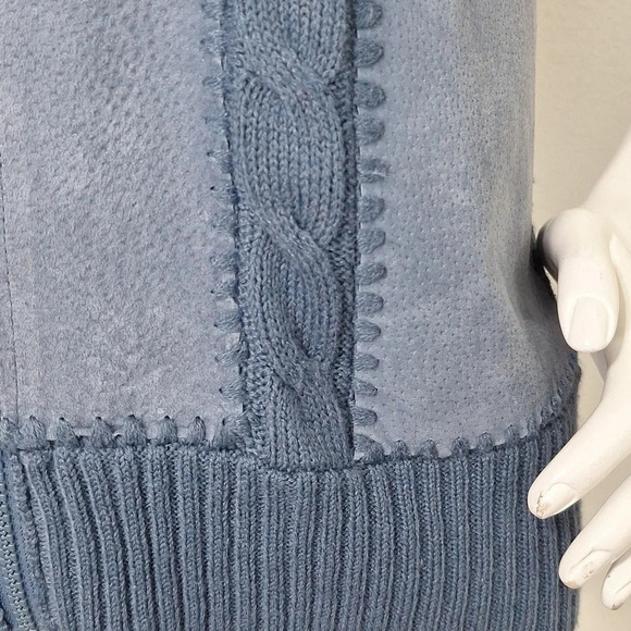Planet & Company Blue Coastal Genuine Suede Leather & Knit Gorpcore Vest Size L - Picture 4 of 11
